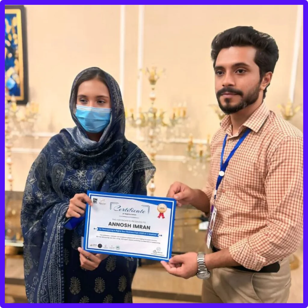 Student receiving a certificate