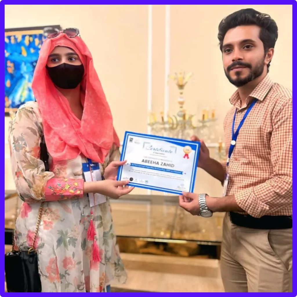 Student certificate presentation
